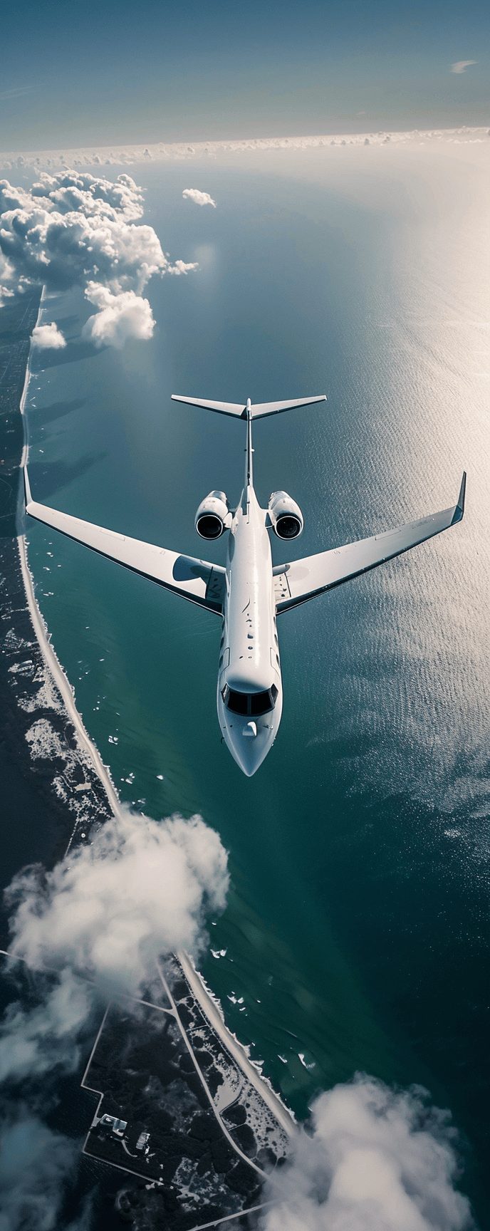 aviation accident trial attorneys Gulfstream G550 Corporate Jet in flight over water.