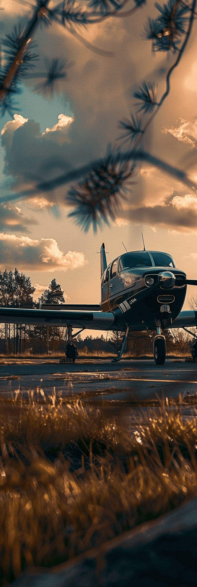 A private airplane at a small rural airport. A private airplane at a small rural airport.