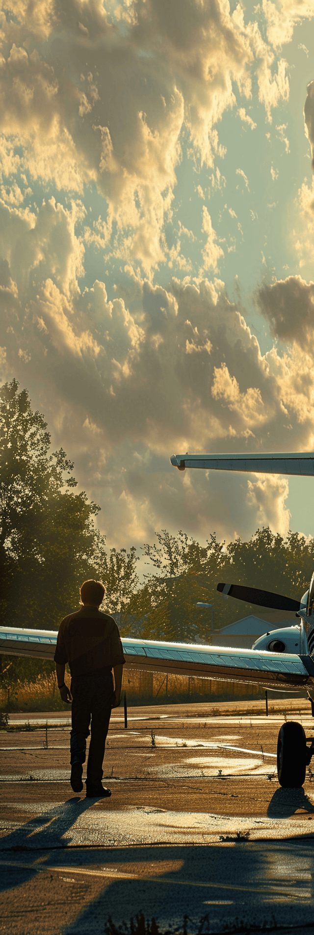 A private pilot performs a preflight inspection. A private pilot performs a preflight inspection.