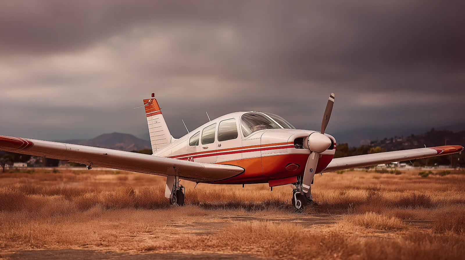 General aviation aircraft imagery Single-engine general aviation aircraft on taxiway at small airfield