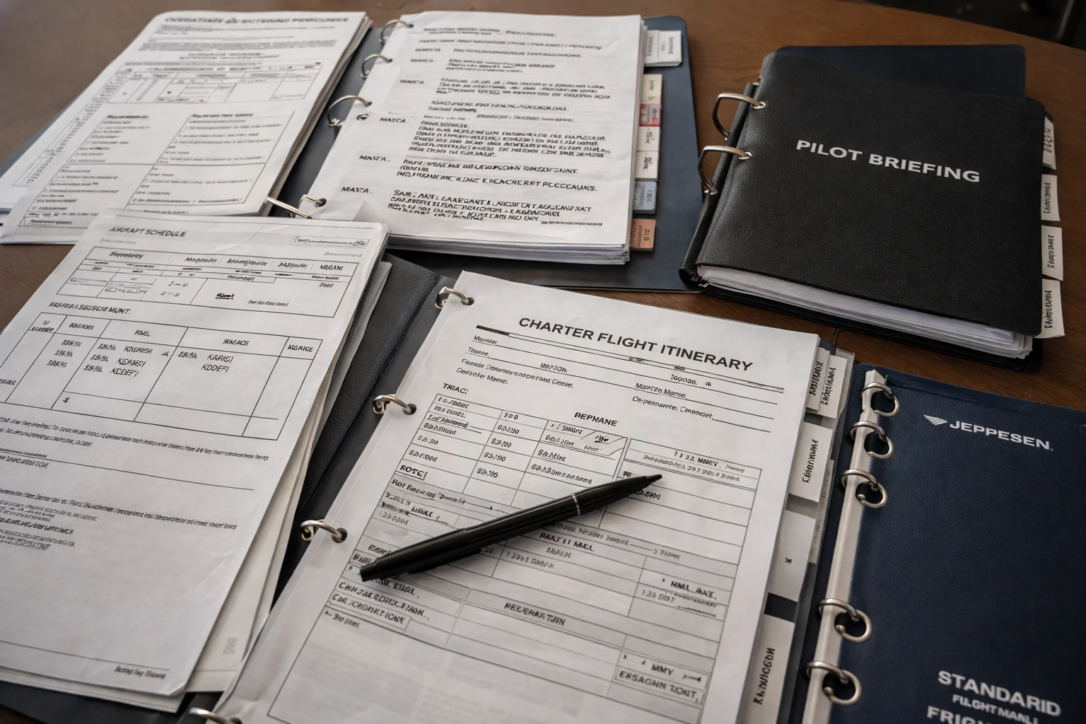 Charter Operator Liability and Part 135 Accident Claims Charter flight operational documents and manuals arranged for review