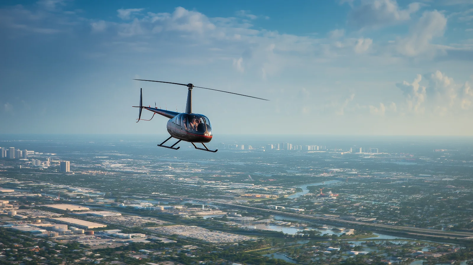 Robinson R44 Training Flight Near Boynton Beach Robinson R44 helicopter in flight near South Florida during a training operation
